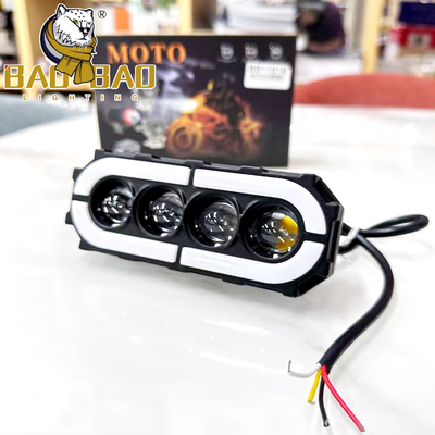 Motorrad LED Nebelscheinwerfer 4 Linsen Weiß Gelb Aluminium